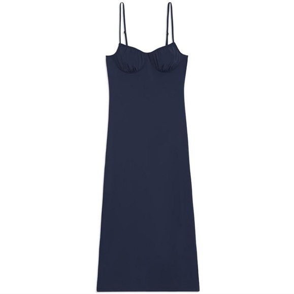 We Wore What From Danielle Burnstein Midi Slip Dress In Navy Size L - Picture 2 of 13